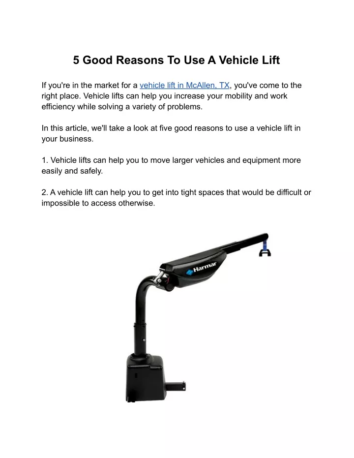 5 good reasons to use a vehicle lift