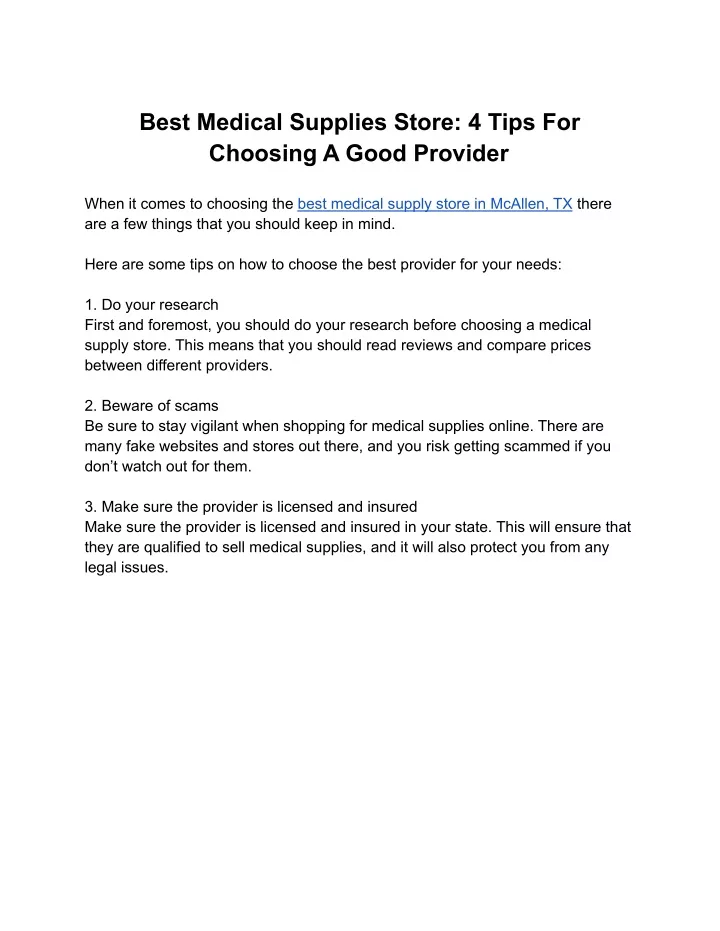 best medical supplies store 4 tips for choosing