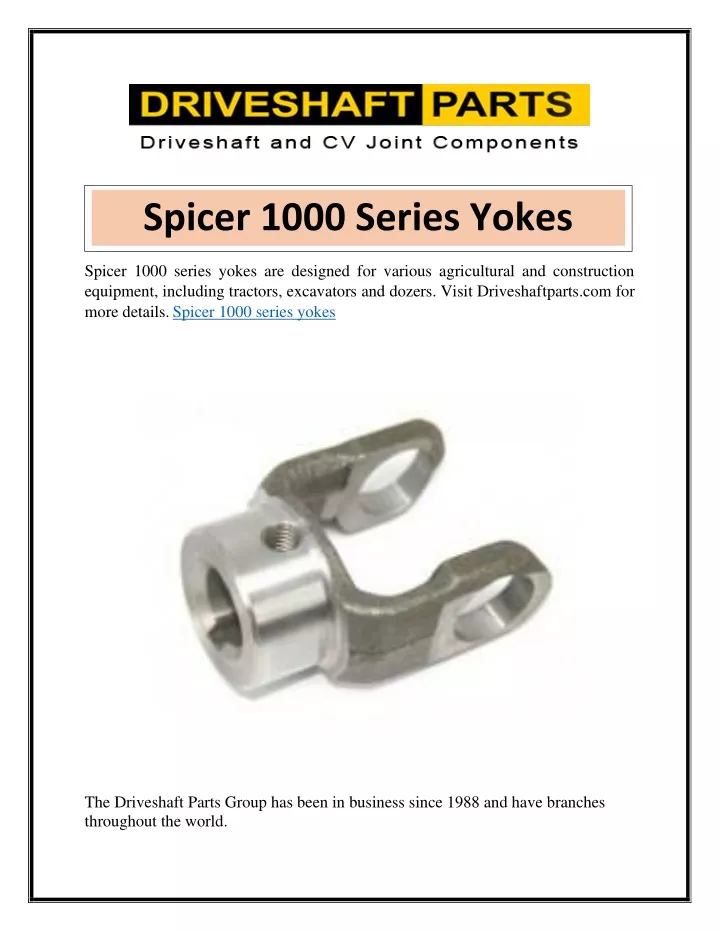 spicer 1000 series yokes