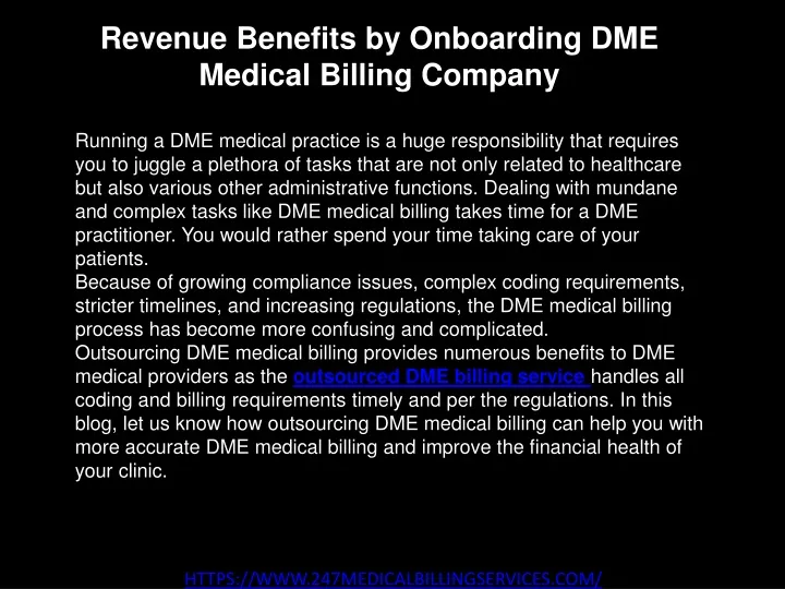 revenue benefits by onboarding dme medical billing company
