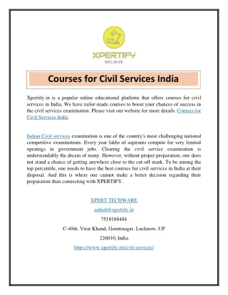 Courses for Civil Services India  Xpertify.in