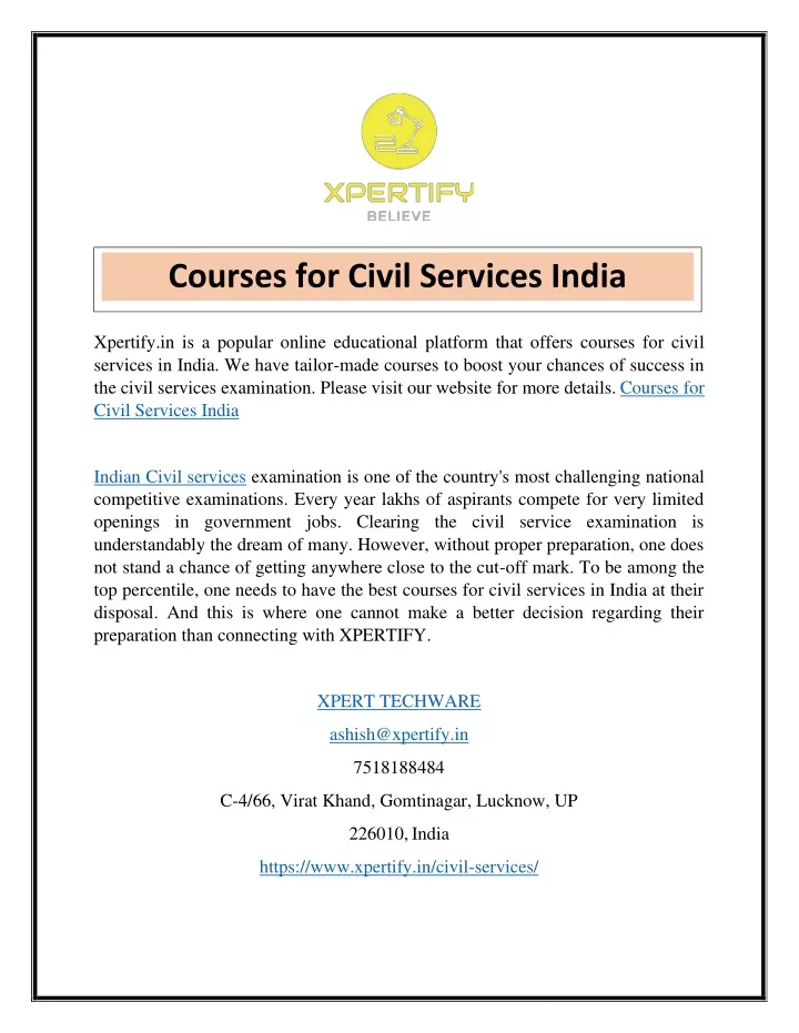 courses for civil services india