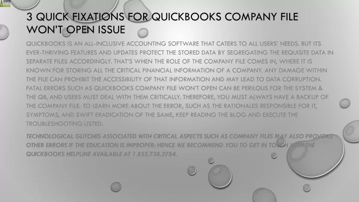 3 quick fixations for quickbooks company file won t open issue