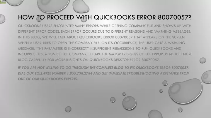 how to proceed with quickbooks error 80070057