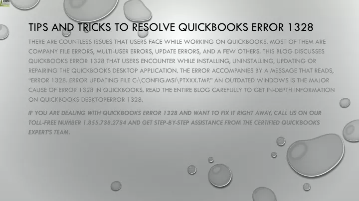 tips and tricks to resolve quickbooks error 1328