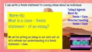 today s agenda warm up thesis claim directed