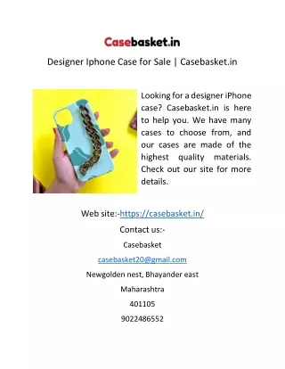 Designer Iphone Case for Sale  Casebasket.in