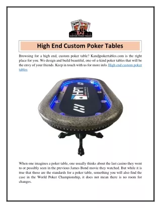 High End Custom Poker Tables  Kandjpokertables