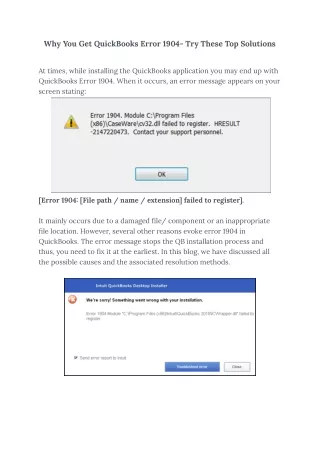why you get quickbooks error 1904 try these