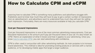 How to Calculate CPM and eCPM