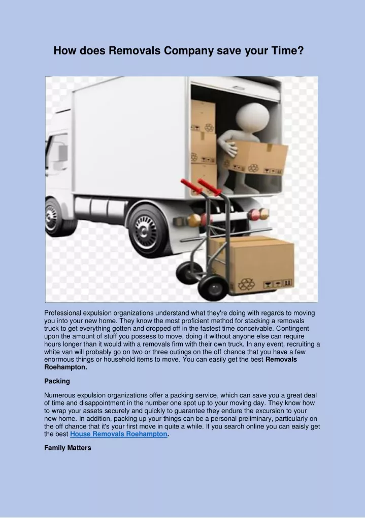 how does removals company save your time