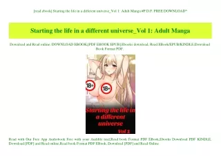[read ebook] Starting the life in a different universe_Vol 1 Adult Manga #P.D.F. FREE DOWNLOAD^