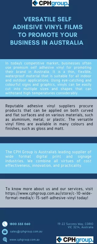 Versatile Self Adhesive Vinyl Films to Promote Your Business in Australia