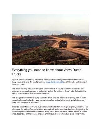 Everything you need to know about Volvo Dump Trucks