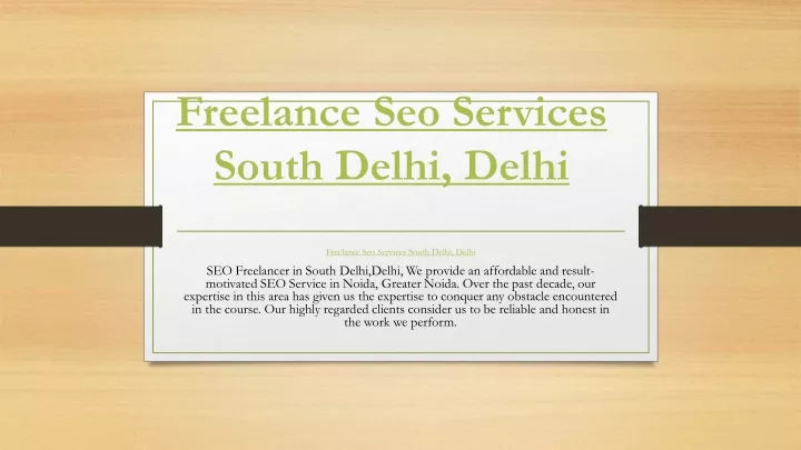 freelance seo services south delhi delhi