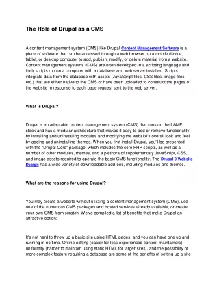 The Role of Drupal as a CMS