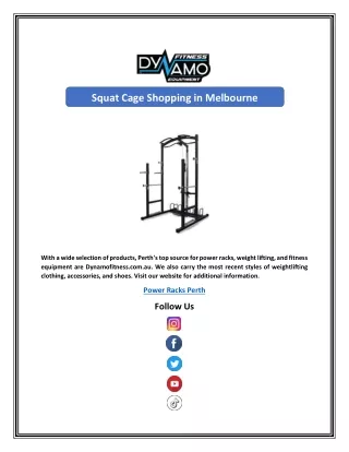 squat cage shopping in melbourne