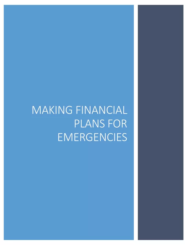 making financial plans for emergencies