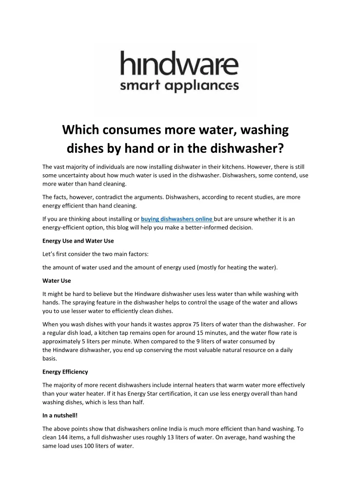 which consumes more water washing dishes by hand