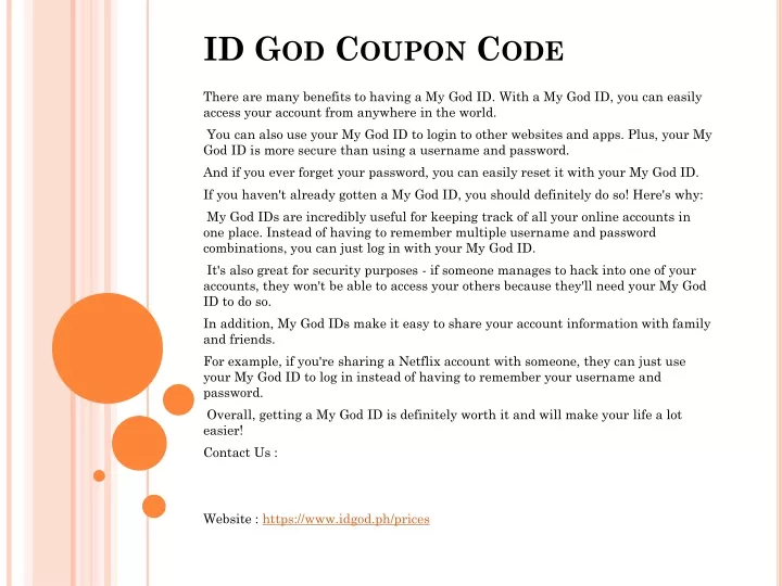 id god coupon code