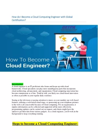 How do I Become a Cloud Computing Engineer with Global Certification