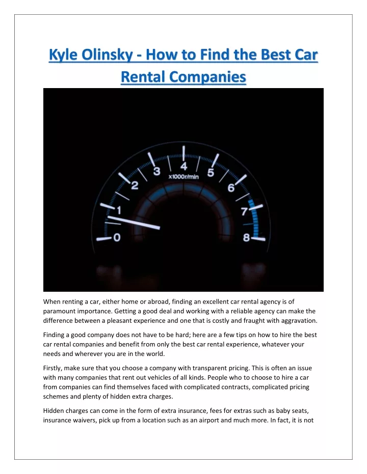 kyle olinsky how to find the best car rental