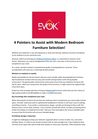 4 pointers to assist with modern bedroom