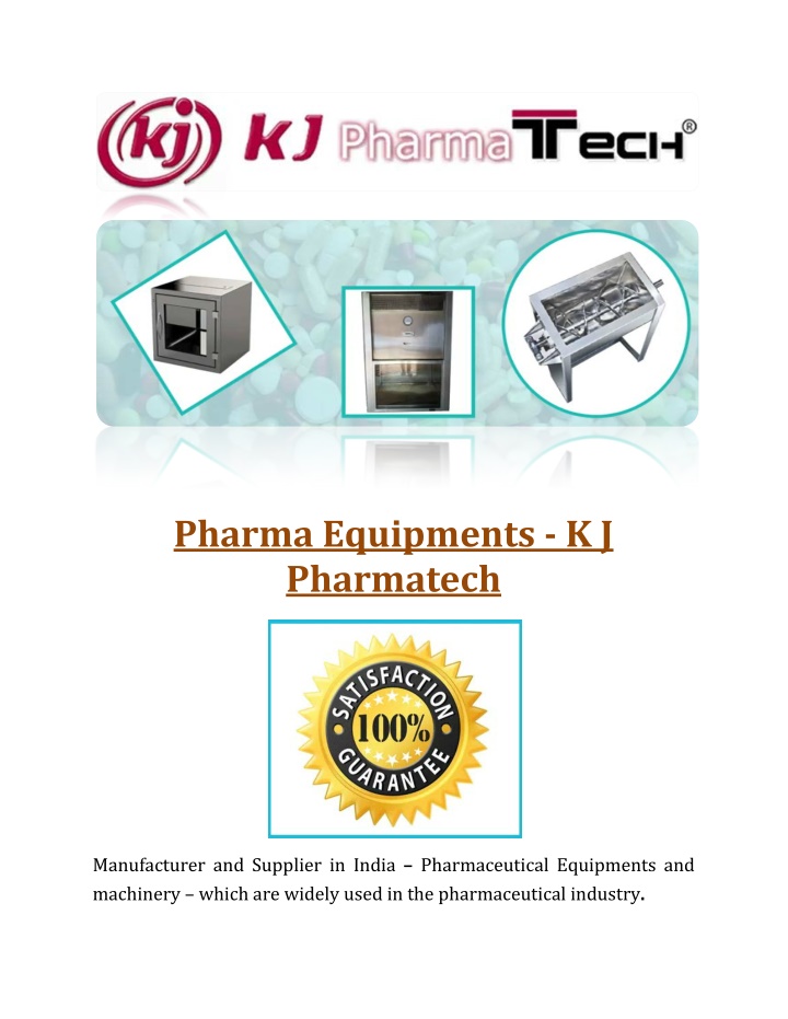 pharma equipments k j pharmatech