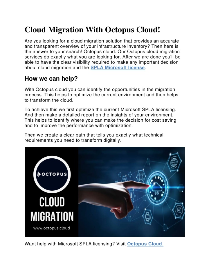 cloud migration with octopus cloud