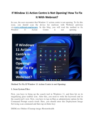 if window 11 action centre is not opening