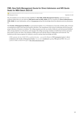 fms new delhi management quota for direct