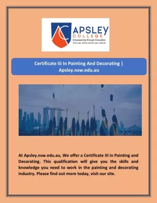 Certificate Iii In Painting And Decorating | Apsley.nsw.edu.au
