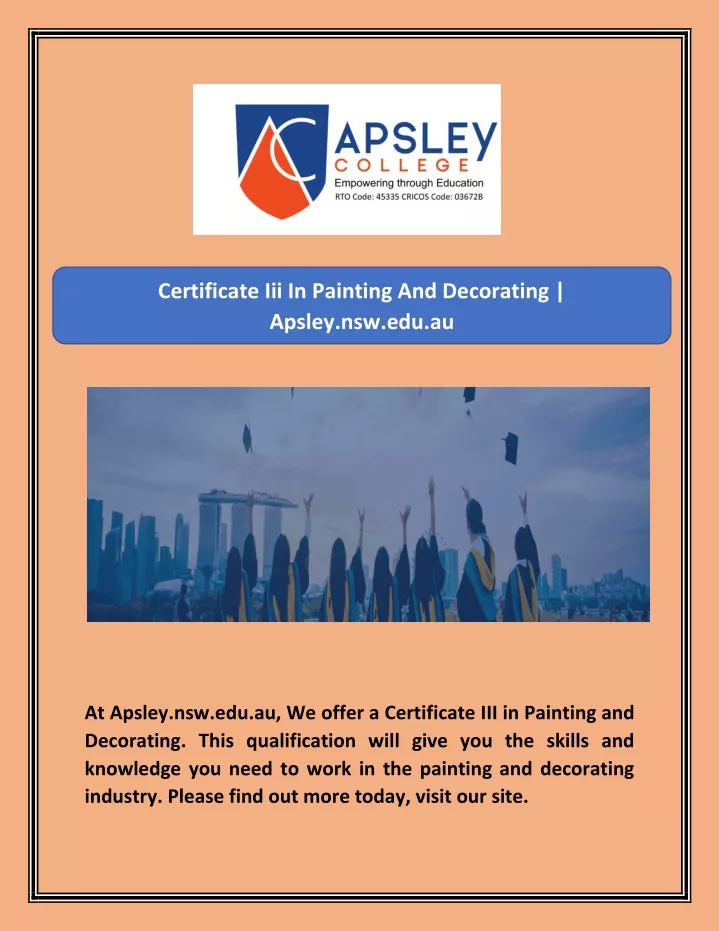 certificate iii in painting and decorating apsley