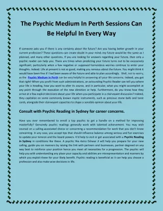 The Psychic Medium In Perth Sessions Can Be Helpful In Every Way