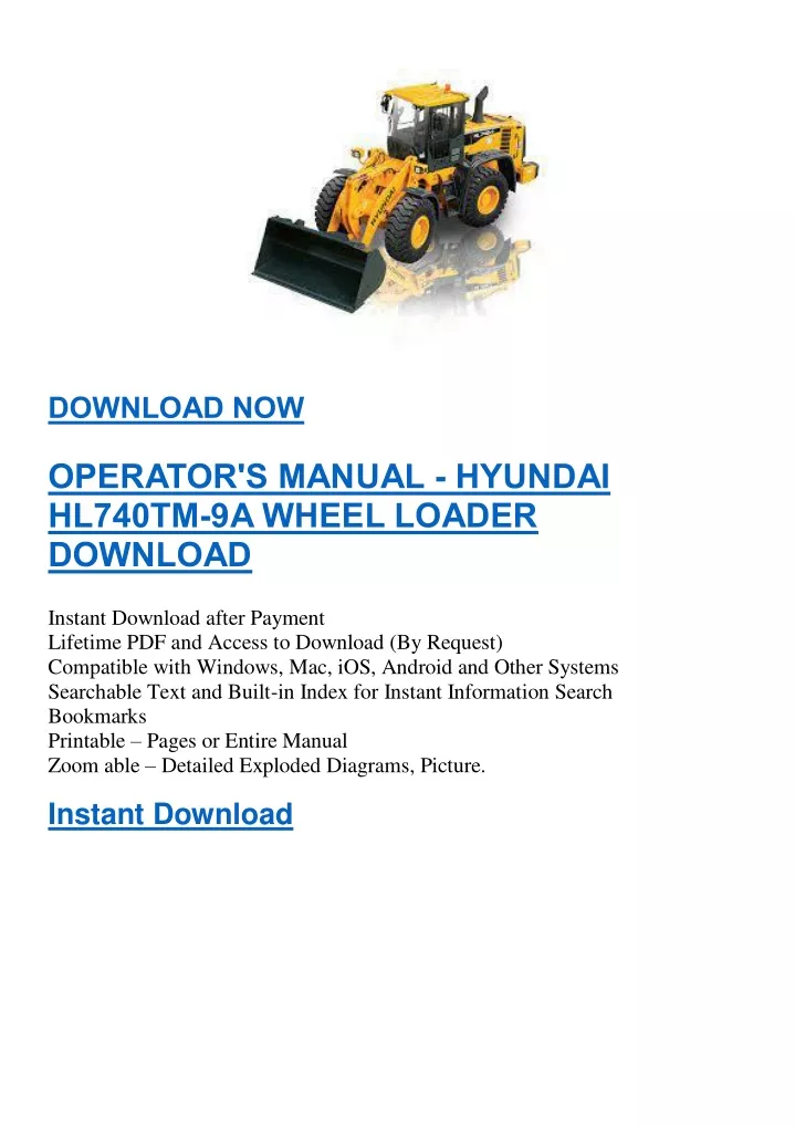 download now operator s manual hyundai hl740tm