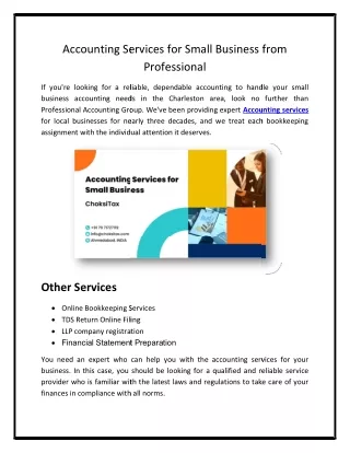 Accounting Services for Small Business from Professional