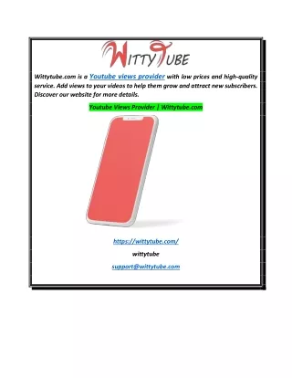 Youtube Views Provider  Wittytube.com