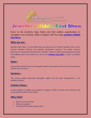 Jewellery Middle East Show