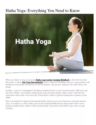 Hatha Yoga: Everything You Need to Know