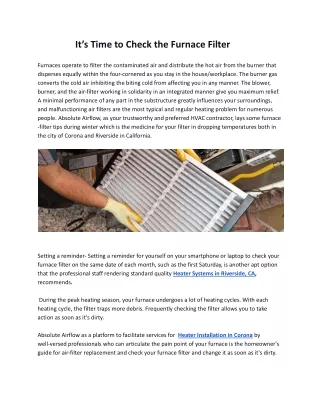 it s time to check the furnace filter