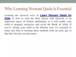 Advantages  of Learn Noorani Qaida for Kids