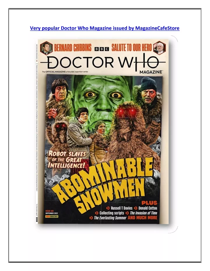 very popular doctor who magazine issued