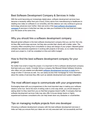 best software development company services