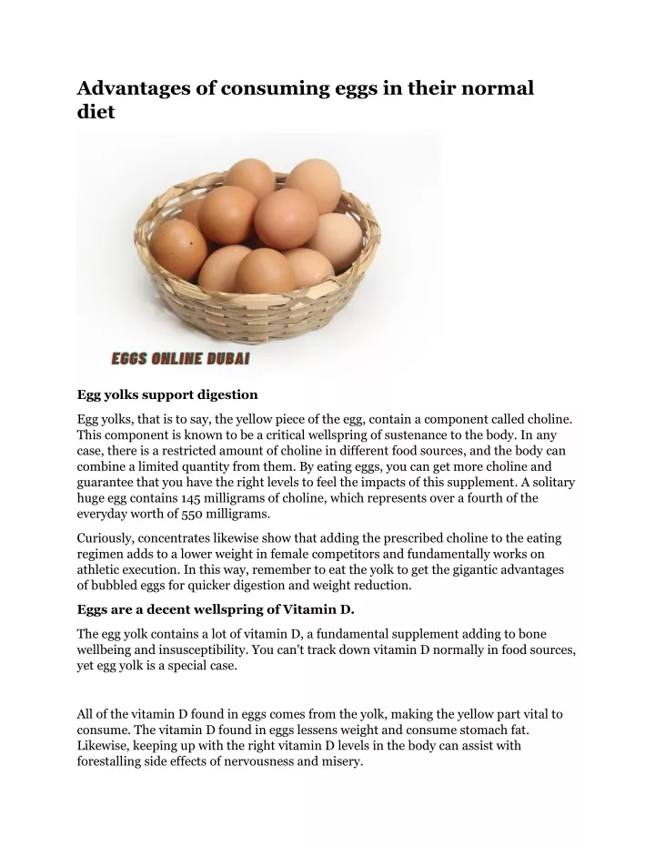 advantages of consuming eggs in their normal diet