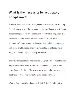 what is the necessity for regulatory compliance