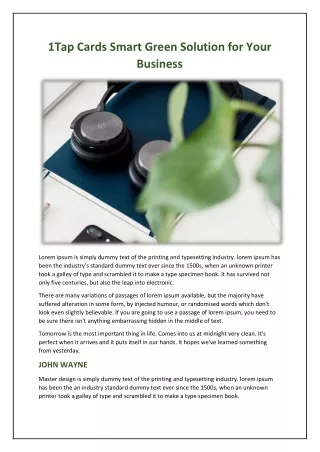 1Tap Cards Smart Green Solution for Your Business