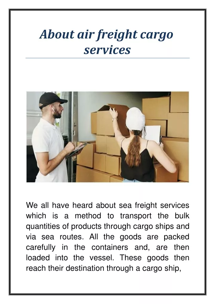 about air freight cargo services