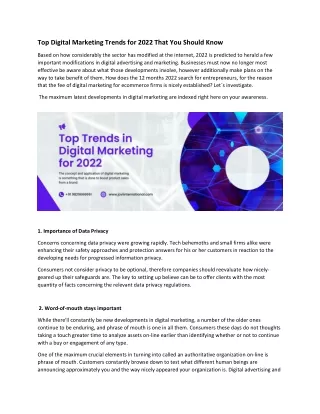 Top Digital Marketing Trends for 2022 That You Should Know