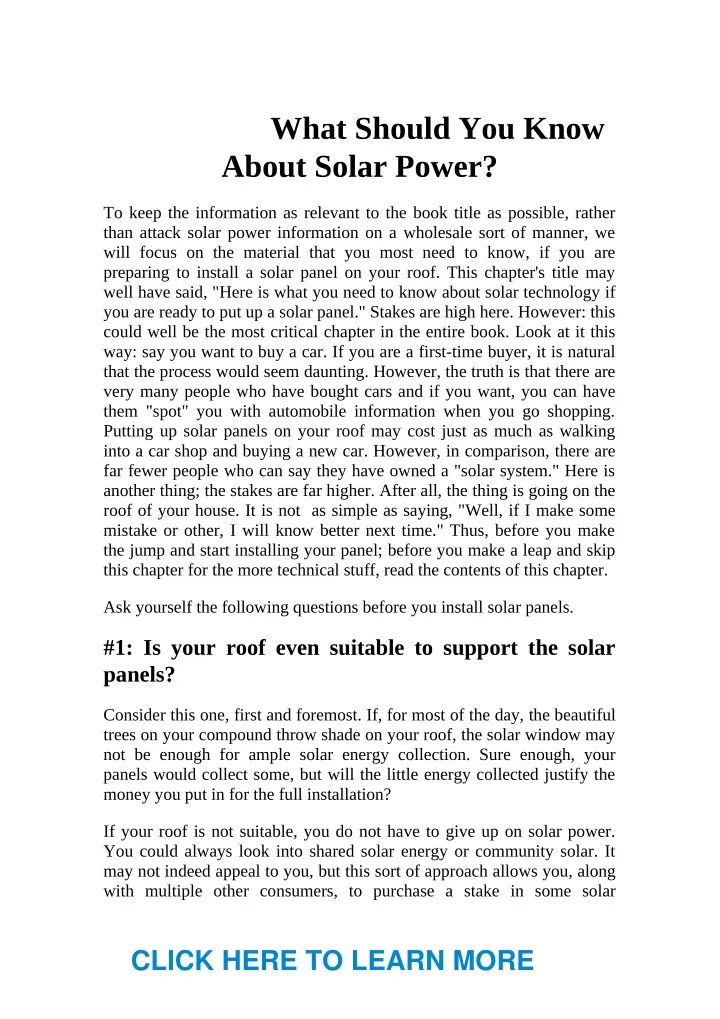 chapter 1 what should you know about solar power