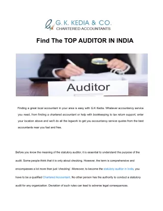 Find The TOP AUDITOR IN INDIA